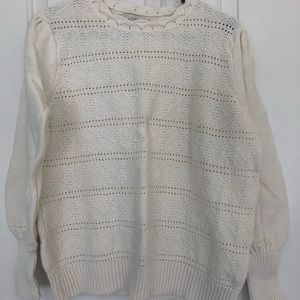 Loft cream scallop neck sweater